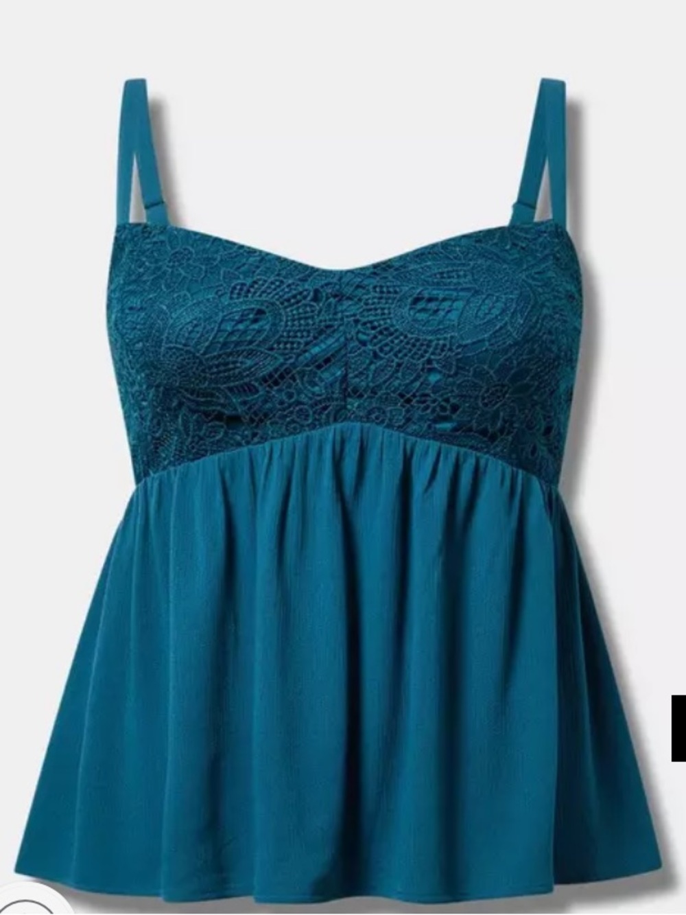 Torrid Lace Bodice Smocked Back Cami - 00 (Fits 10) & 1 (Fits 14–16) Legion Blue
